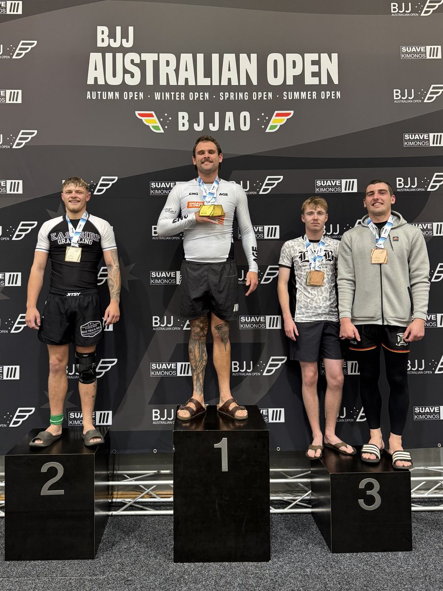 A Mentality Jiu Jitsu member on top of the podium at the BJJ Australian Open